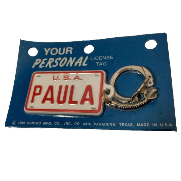 Paula USA License Plate Keychain Your Personal License Tag Personalized Vintage - Picture 1 of 4